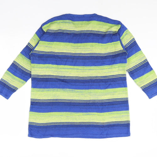 Olsen Womens Blue Striped  Pullover Jumper Size 12