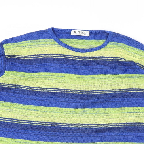 Olsen Womens Blue Striped  Pullover Jumper Size 12