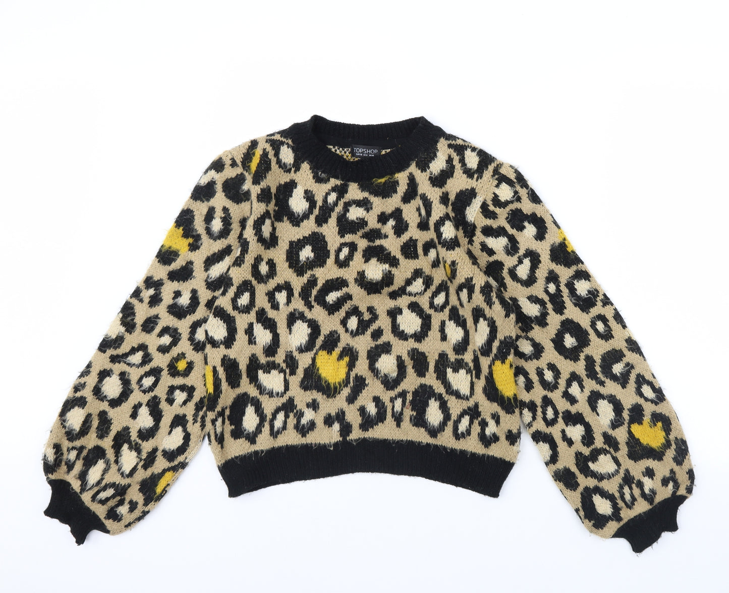 Topshop Womens Brown Animal Print  Pullover Jumper Size 10