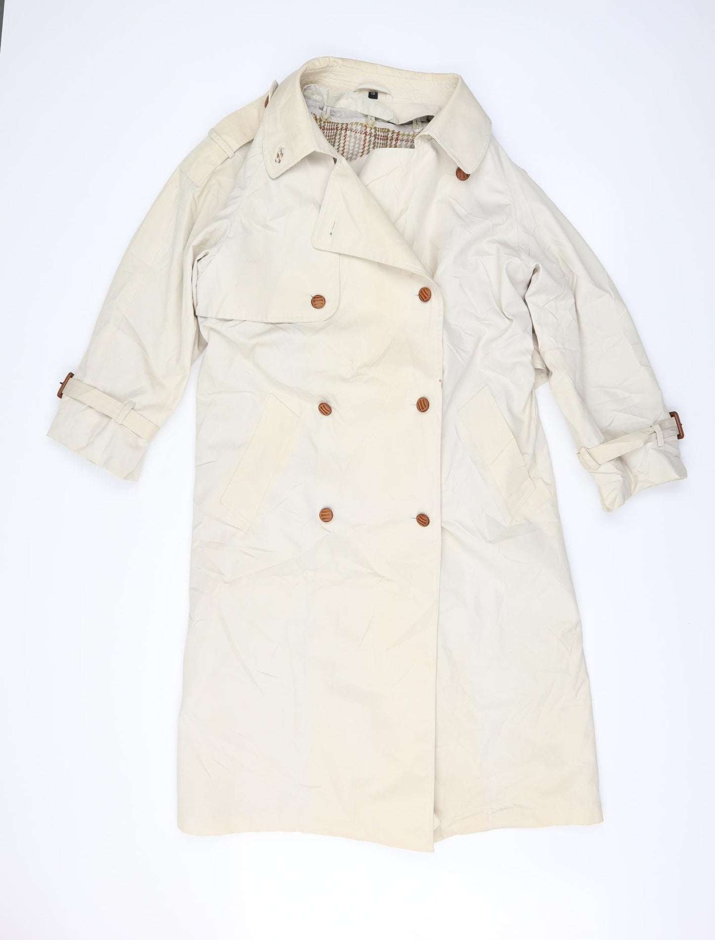 Ensign Womens Beige   Trench Coat Coat Size 12