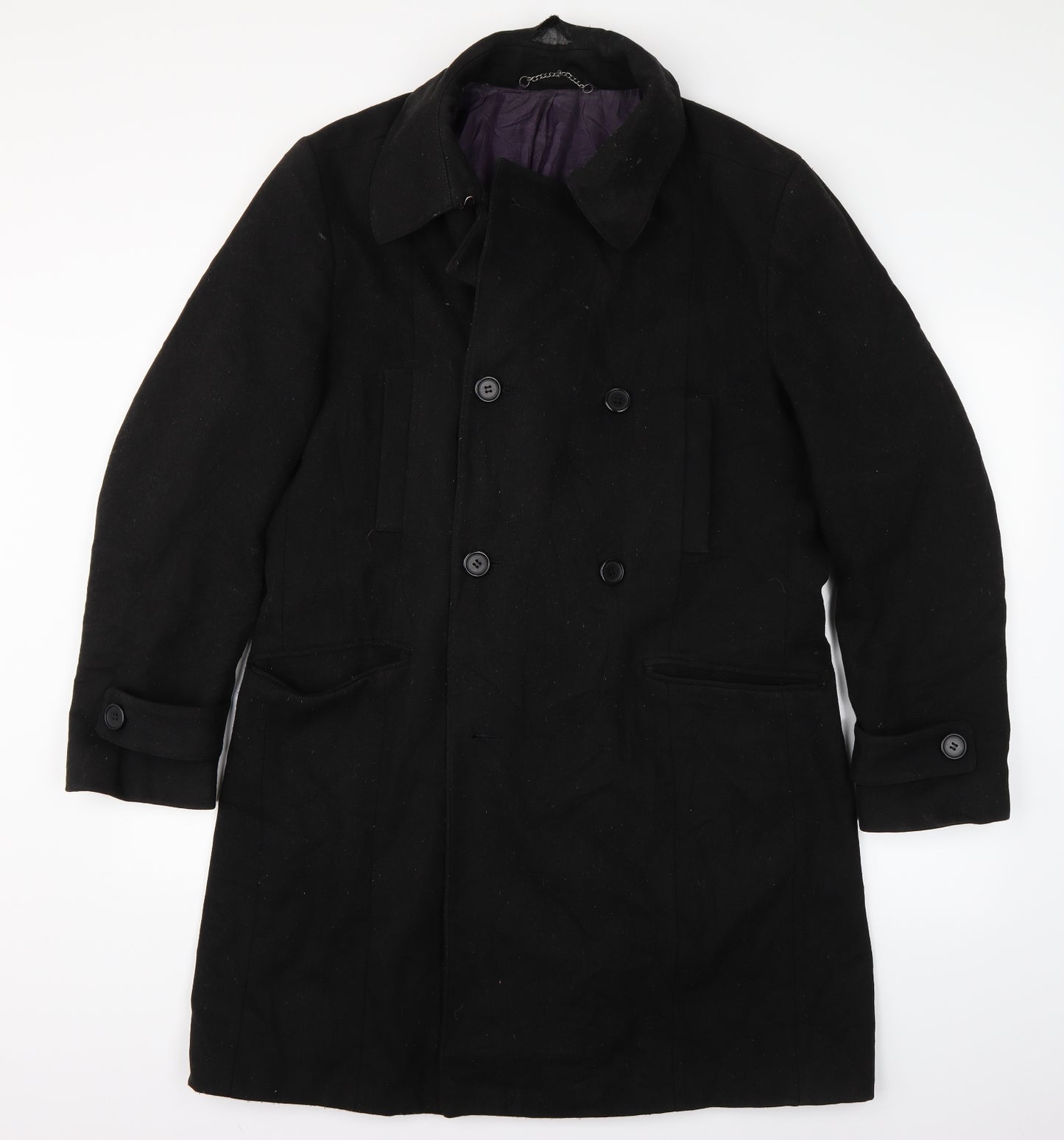 Burton Mens Black   Overcoat Coat Size L