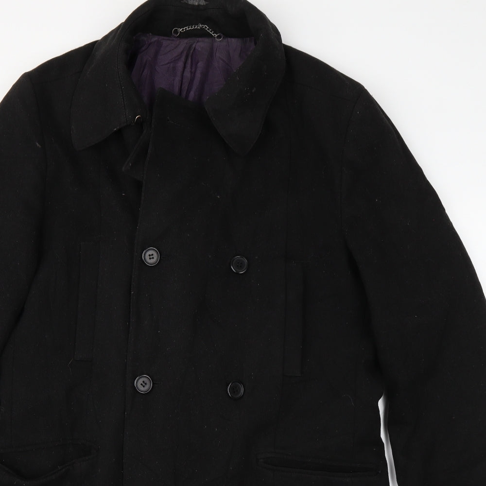 Burton Mens Black   Overcoat Coat Size L