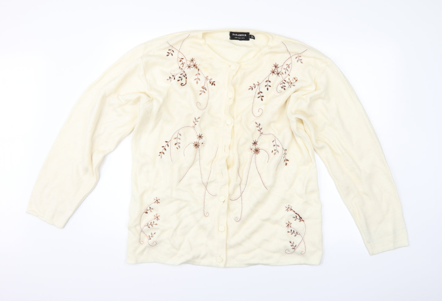 Paramour Womens Ivory Floral  Cardigan Jumper One Size