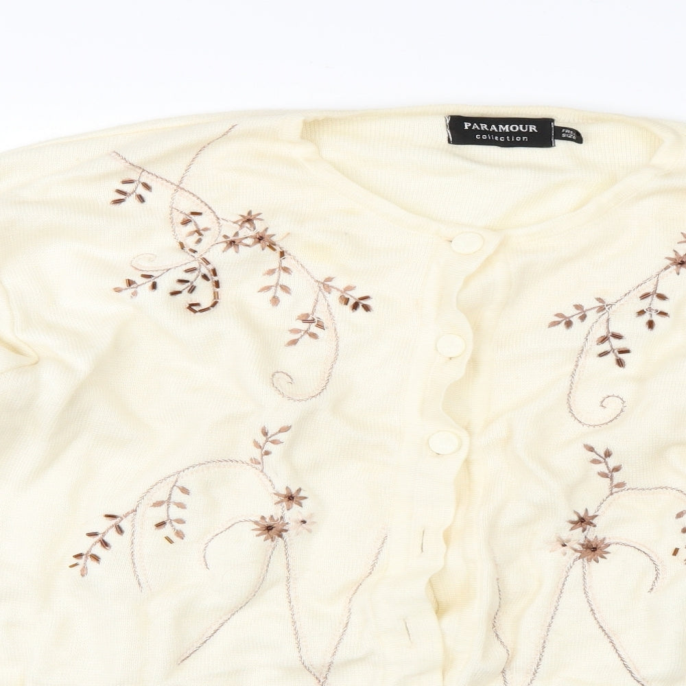 Paramour Womens Ivory Floral  Cardigan Jumper One Size