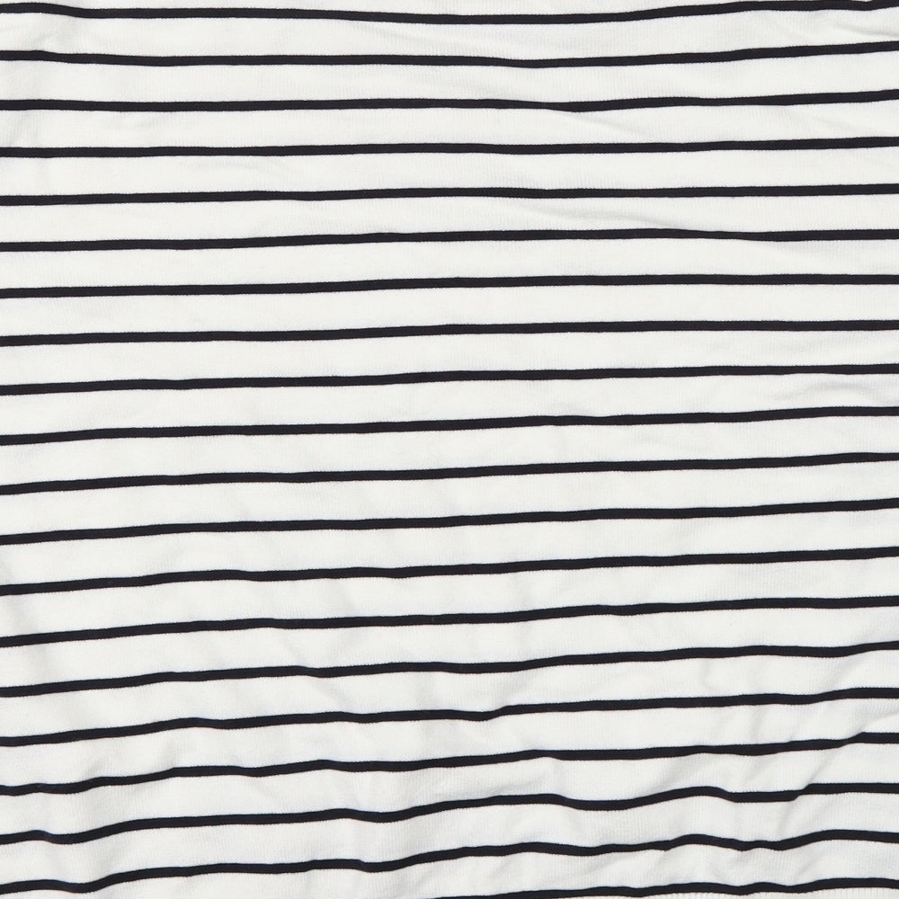 H&M Womens White Striped  Basic T-Shirt Size XL