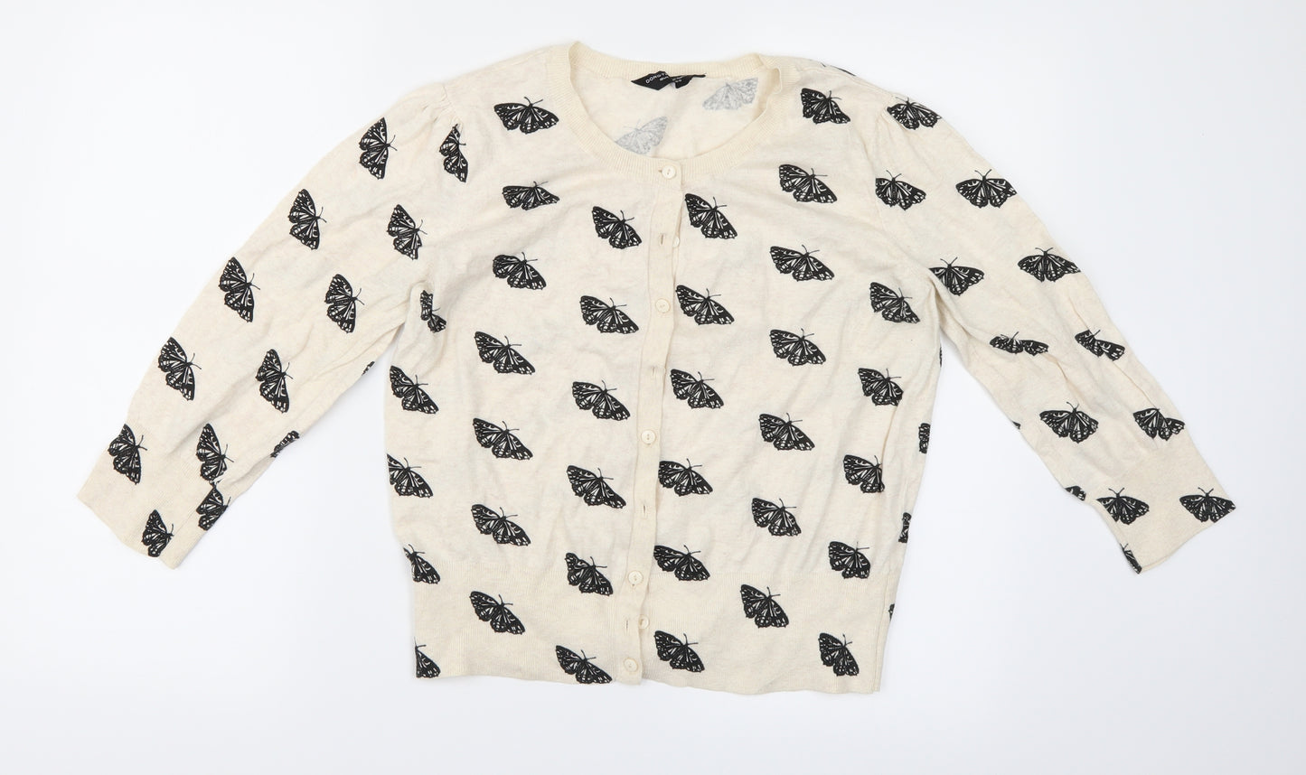 Dorothy Perkins Womens Ivory Animal Print  Cardigan Jumper Size 16