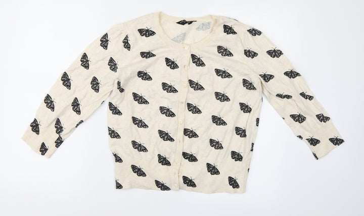 Dorothy Perkins Womens Ivory Animal Print  Cardigan Jumper Size 16