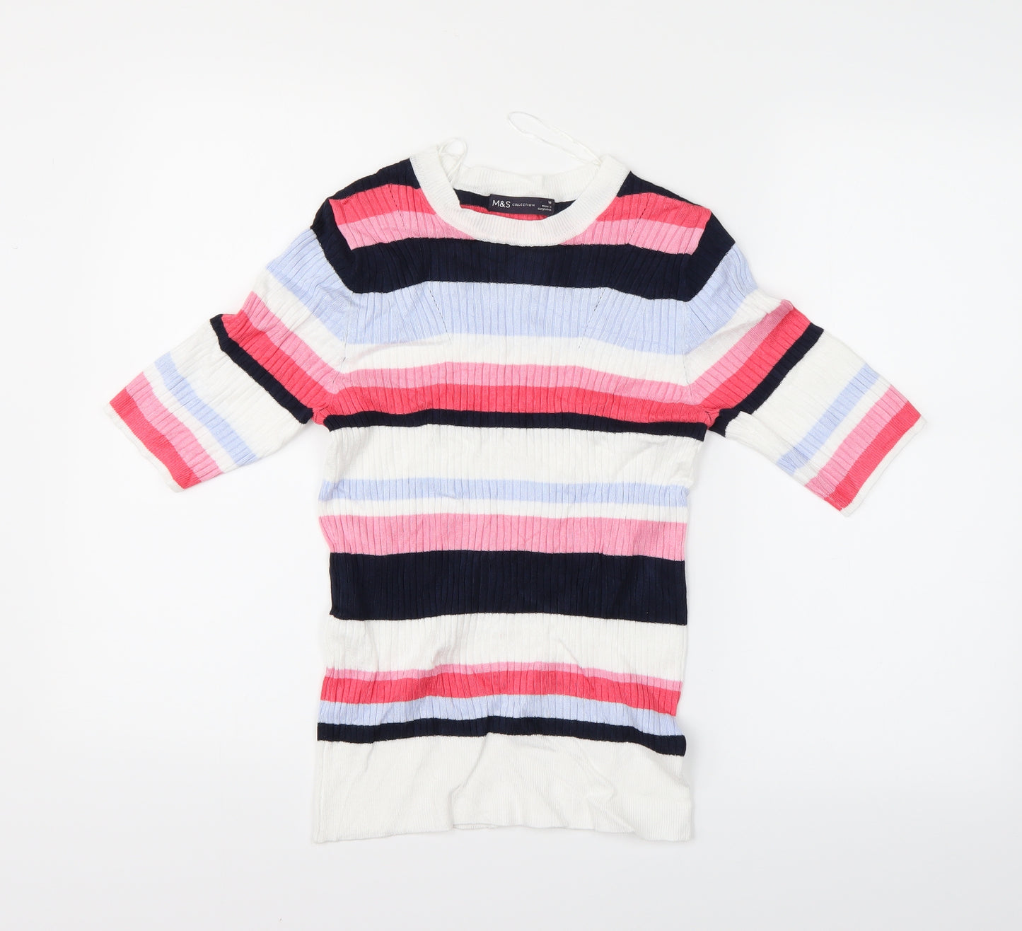Marks and Spencer Womens Multicoloured Striped  Basic Blouse Size 10