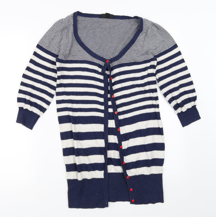 Topshop Womens Blue Striped Cardigan Jumper Size 10