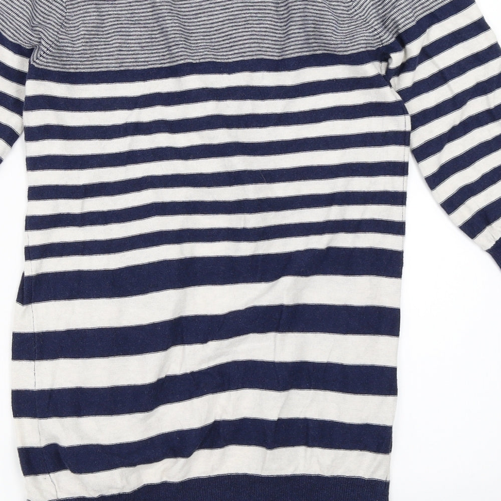 Topshop Womens Blue Striped  Cardigan Jumper Size 10