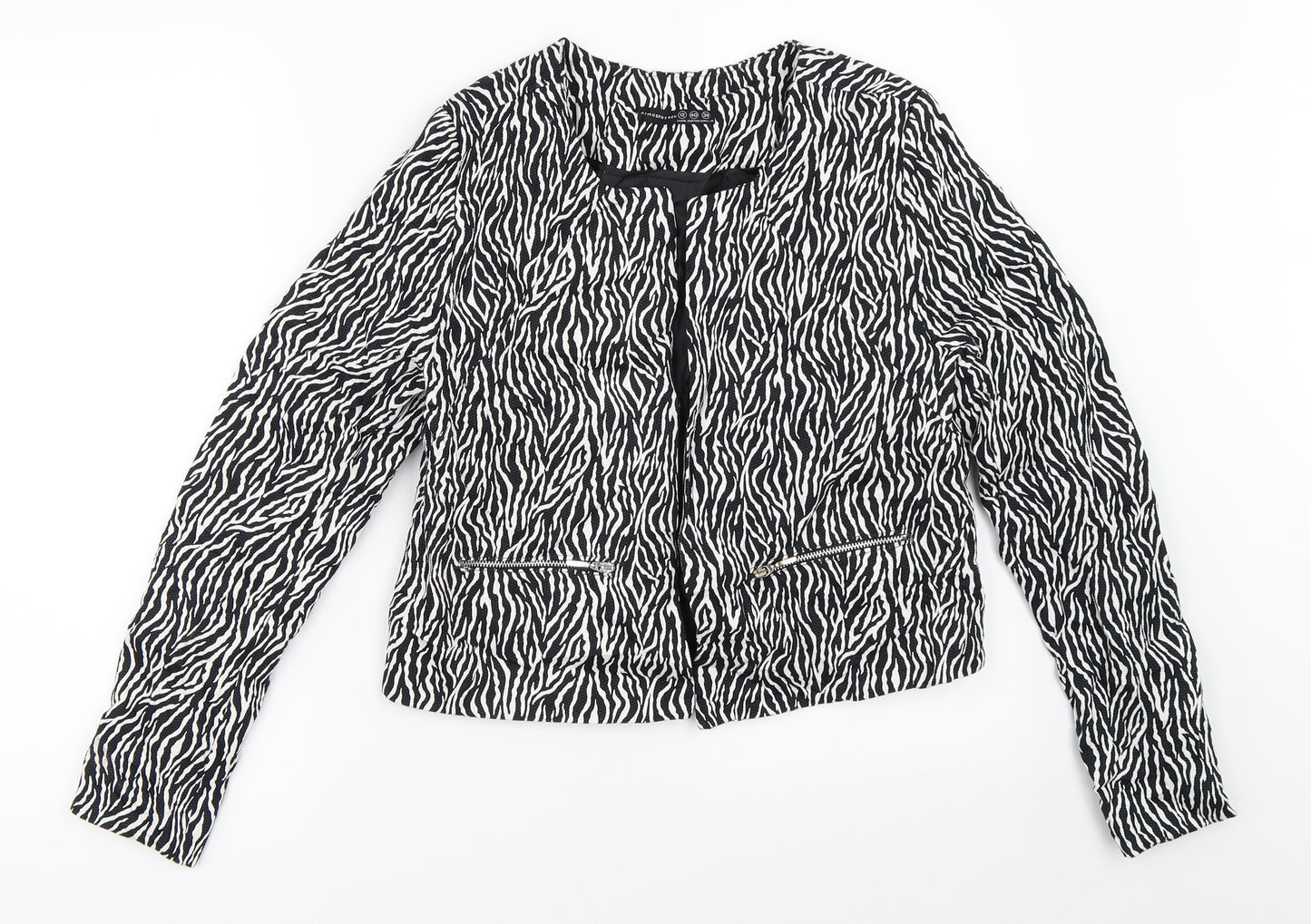 Atmosphere Womens Black Animal Print  Jacket  Size 12