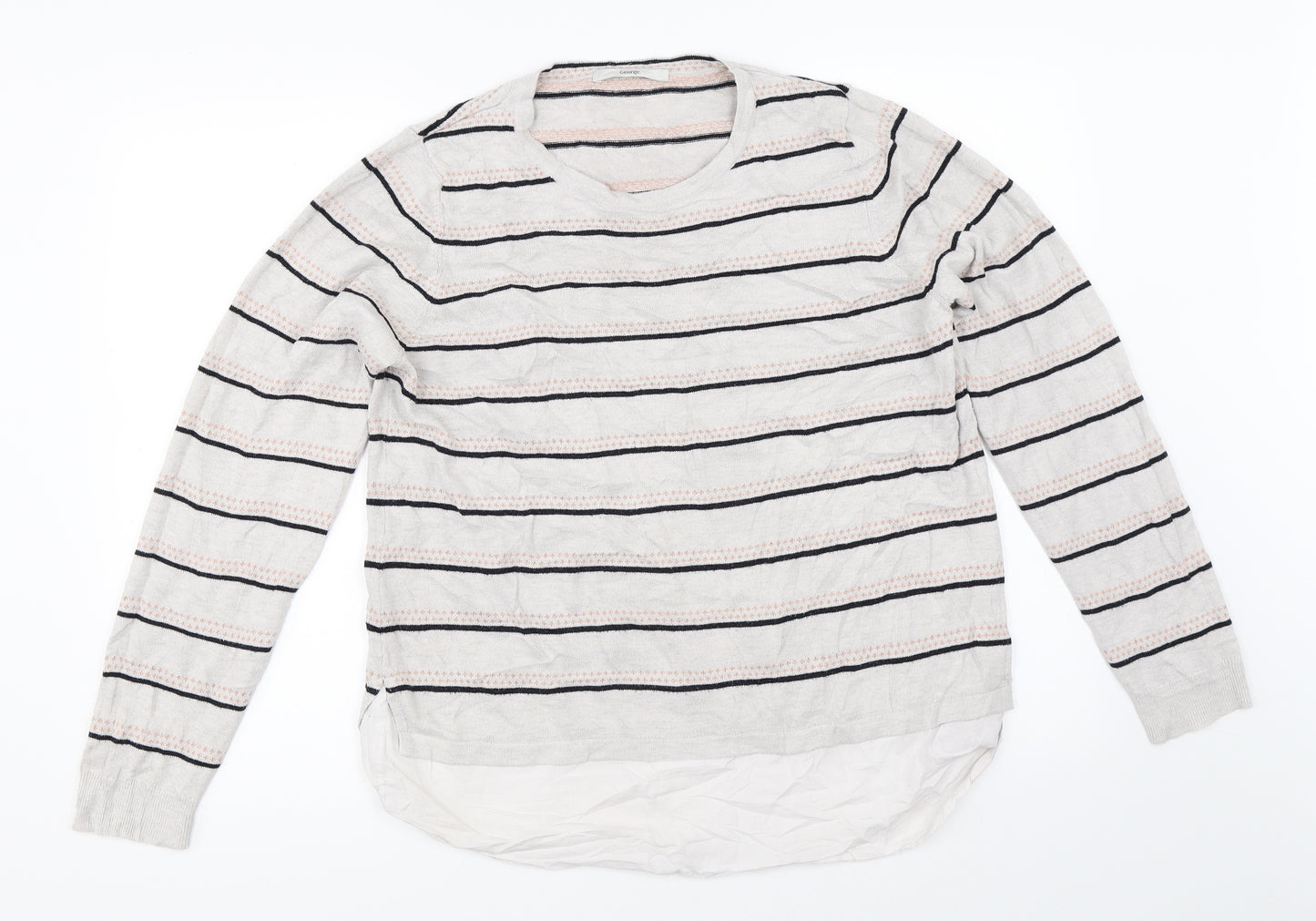 George Womens Grey Striped  Pullover Jumper Size 14