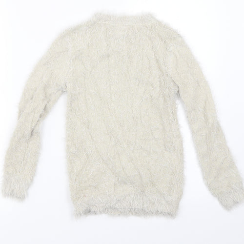 George Girls Beige   Pullover Jumper Size 7-8 Years  - Christmas reindeer