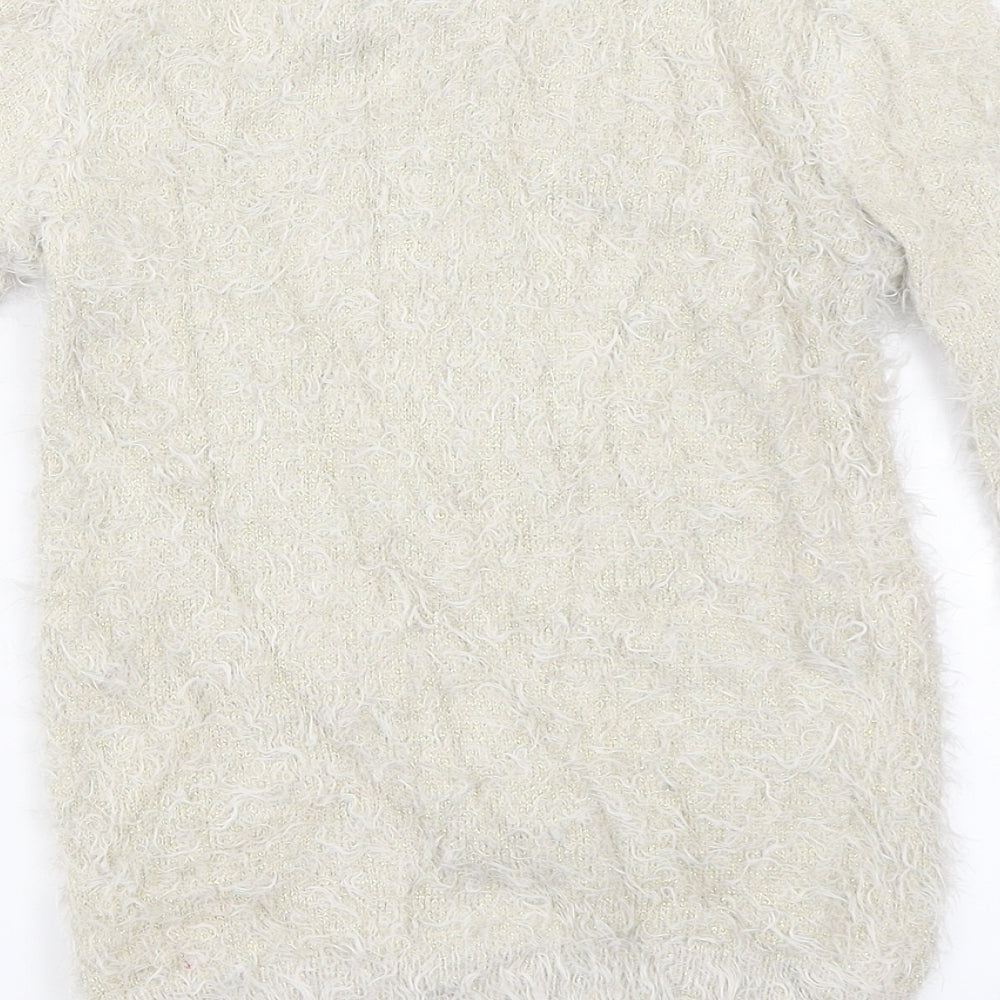 George Girls Beige   Pullover Jumper Size 7-8 Years  - Christmas reindeer