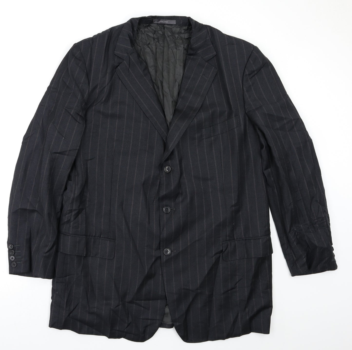 Ermenegildo Zegna Mens Black Striped  Jacket Blazer Size L