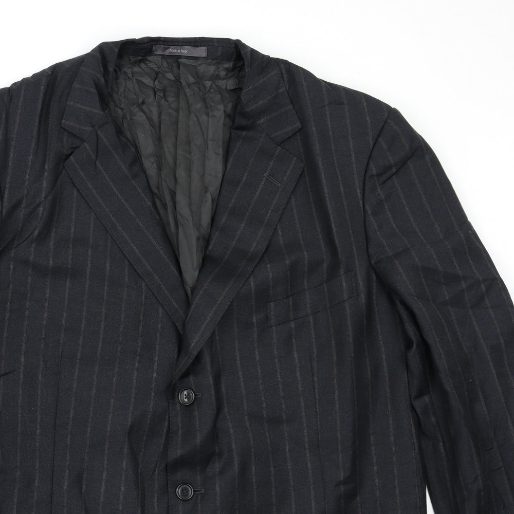 Ermenegildo Zegna Mens Black Striped  Jacket Blazer Size L