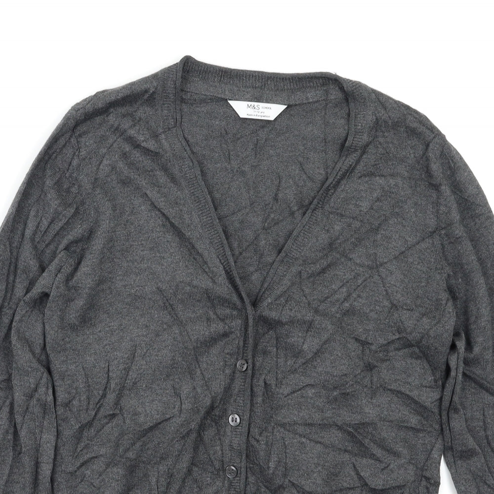 M&S Girls Grey   Cardigan Jumper Size 11 Years