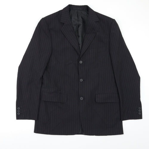 F&F Mens Black Striped  3 Piece Blazer Size 38