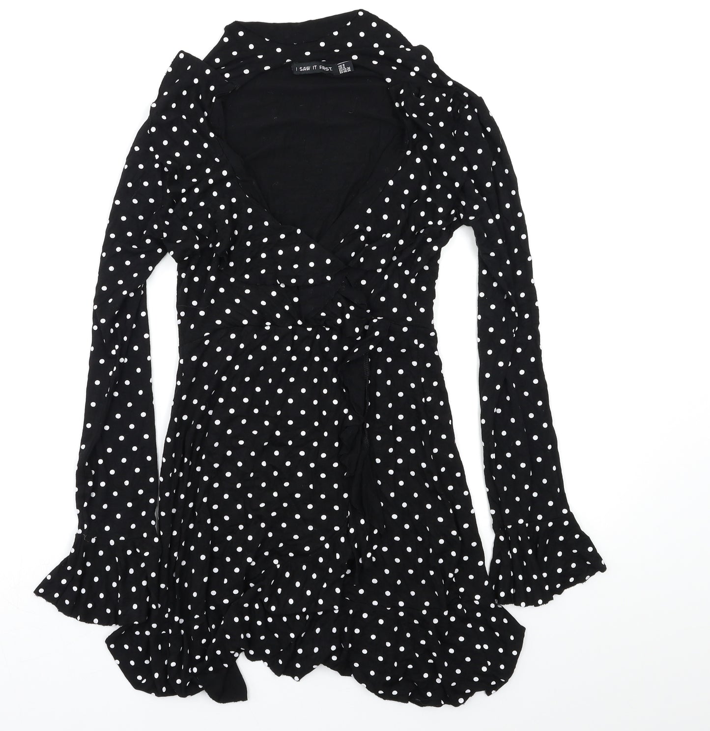 I SAW IT FIRST Womens Black Polka Dot  Fit & Flare  Size 8