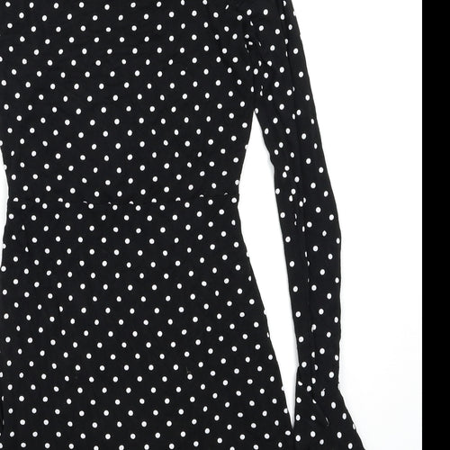 I SAW IT FIRST Womens Black Polka Dot  Fit & Flare  Size 8