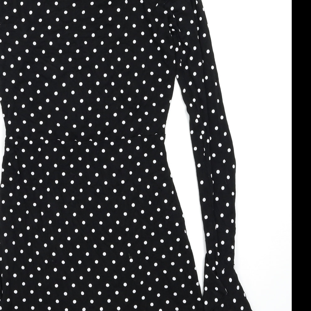 I SAW IT FIRST Womens Black Polka Dot  Fit & Flare  Size 8