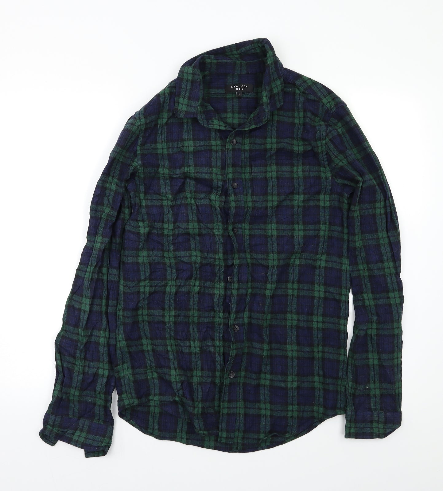 New Look Mens Green Check   Button-Up Size S