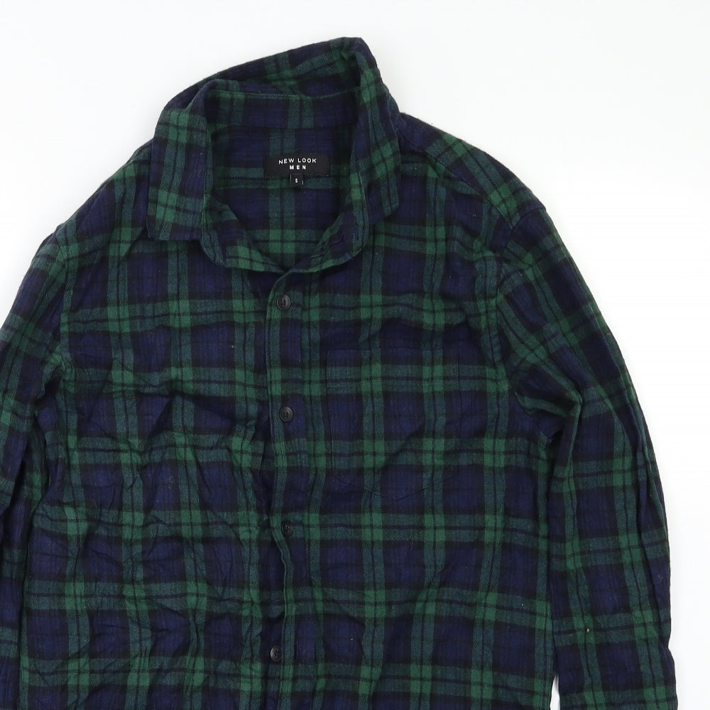 New Look Mens Green Check   Button-Up Size S