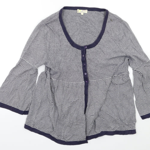 Vackpoy Womens Black Striped  Cardigan Jumper Size L