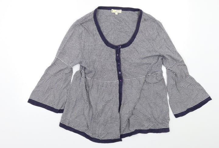 Vackpoy Womens Black Striped  Cardigan Jumper Size L