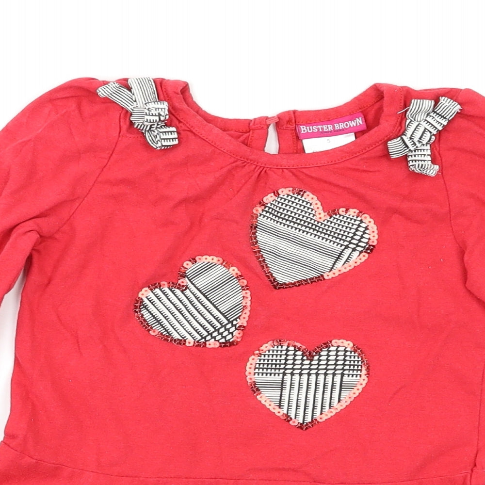 Buster Brown Girls Red   Skater Dress  Size 5 Years
