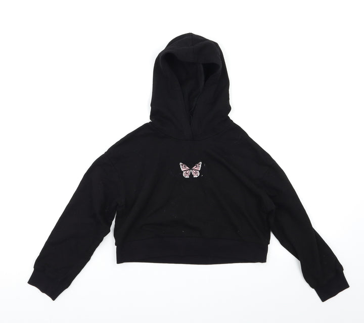 SheIn Girls Black Pullover Hoodie Size 7 Years