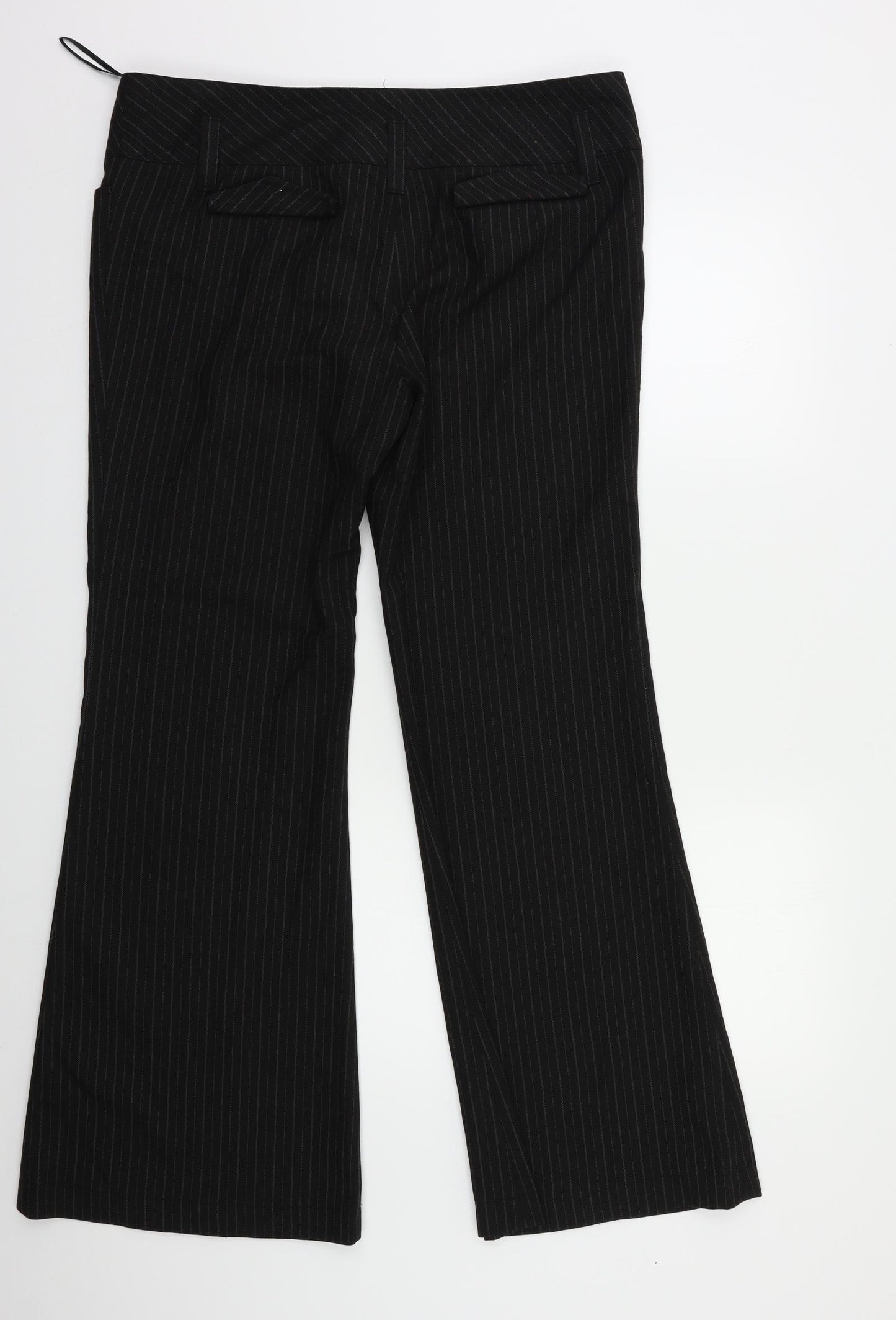 Preworn` Womens Black Striped  Dress Pants Trousers Size 16 L28 in