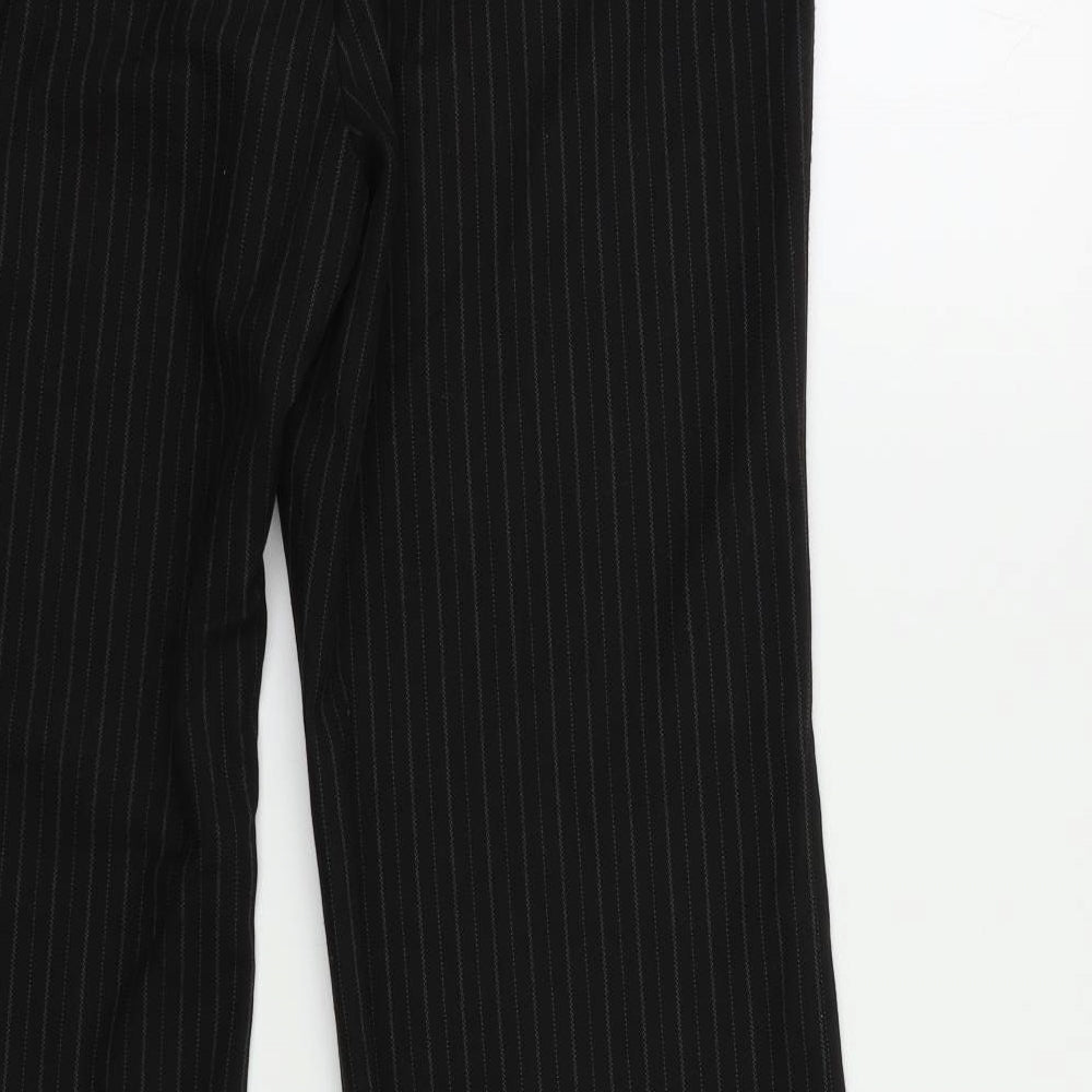 Preworn` Womens Black Striped  Dress Pants Trousers Size 16 L28 in