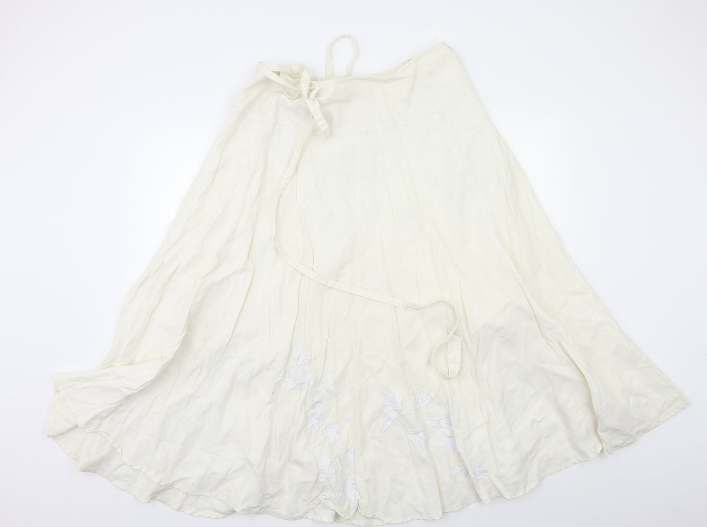 DASH Womens White Floral  A-Line Skirt Size 16