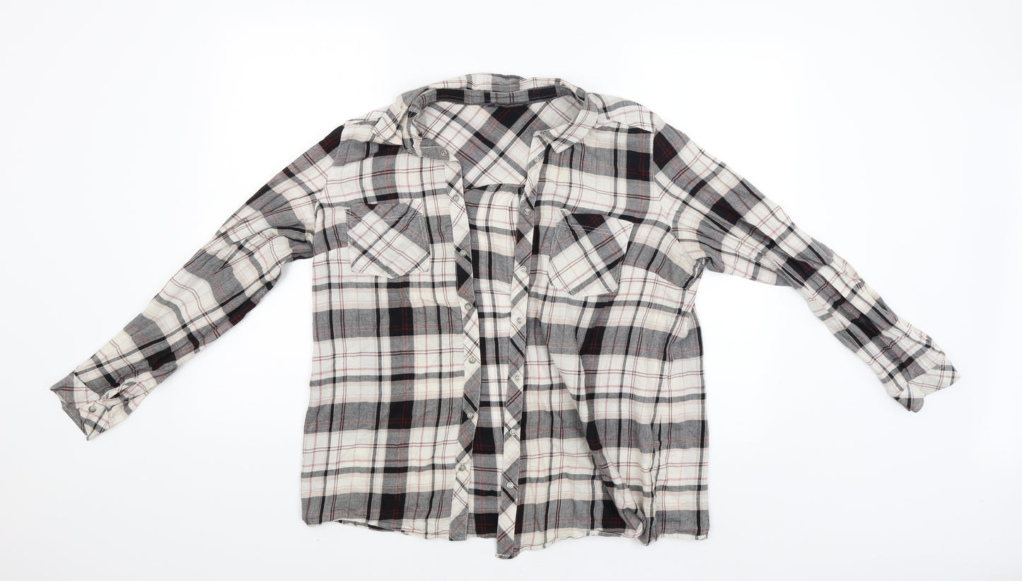 M&S Womens Multicoloured Check  Basic Button-Up Size 16