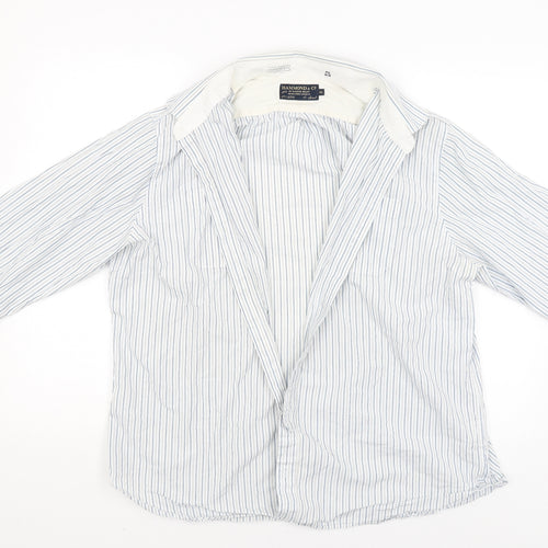 Hammond & CO Mens White Striped   Button-Up Size XL