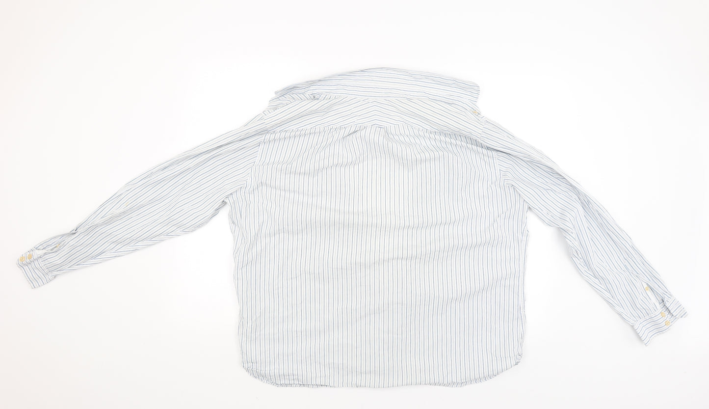 Hammond & CO Mens White Striped   Button-Up Size XL