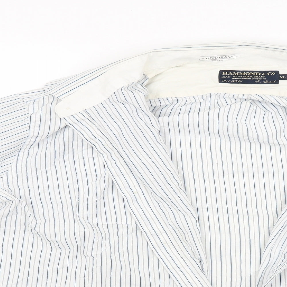 Hammond & CO Mens White Striped   Button-Up Size XL