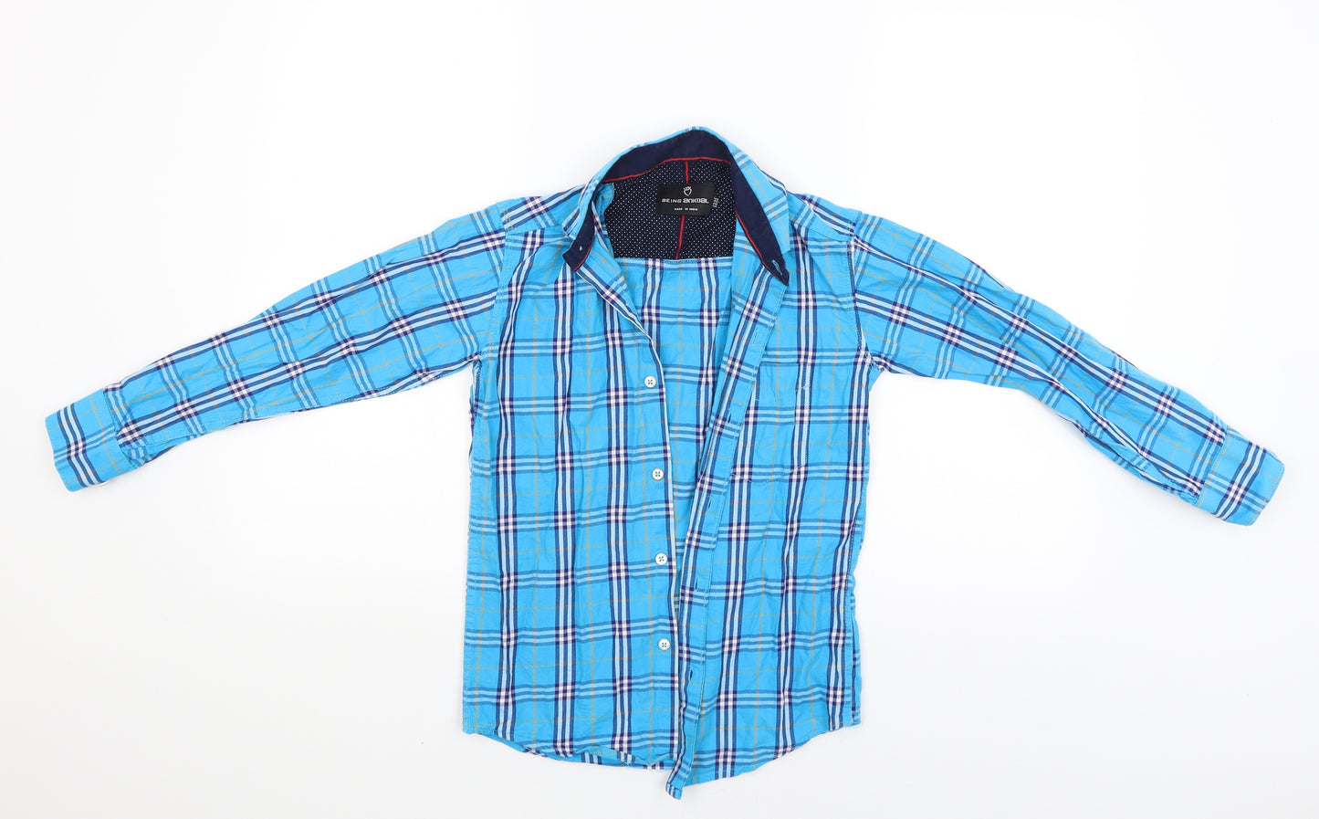 Being Animal Mens Blue Check   Button-Up Size 34