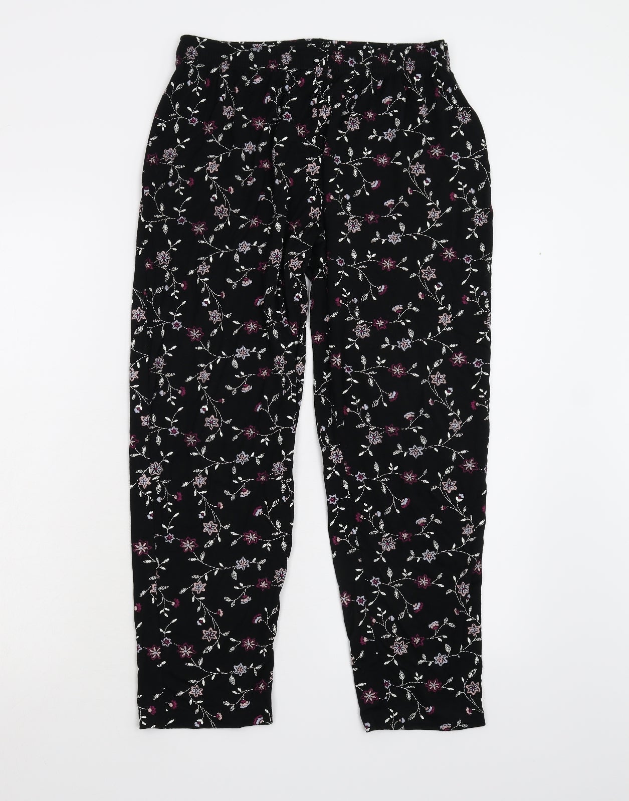 Preworn Womens Black Floral  Trousers  Size M L30 in