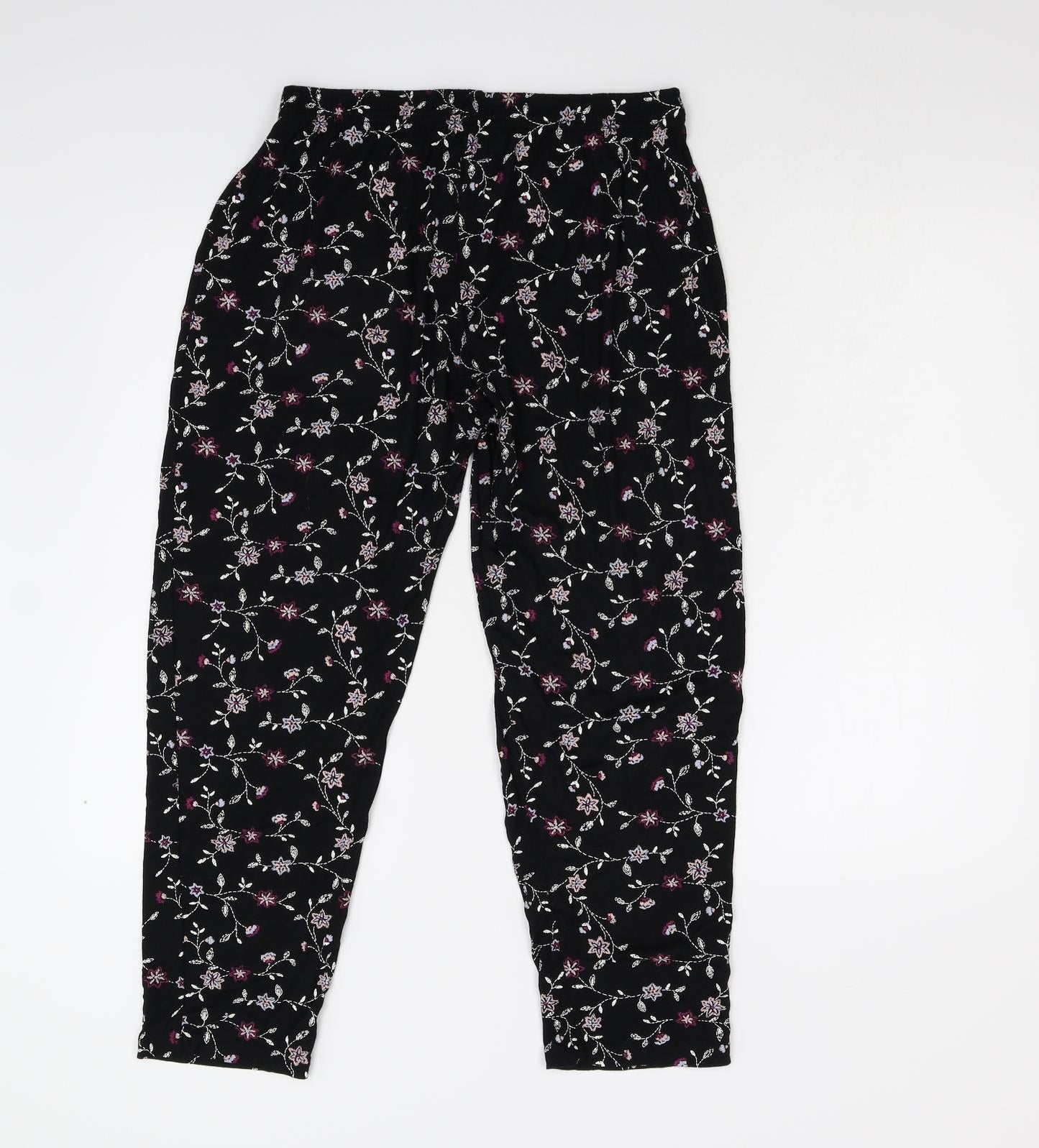 Preworn Womens Black Floral  Trousers  Size M L30 in