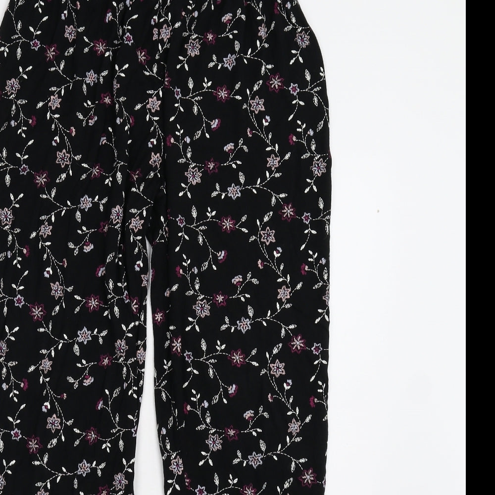 Preworn Womens Black Floral  Trousers  Size M L30 in