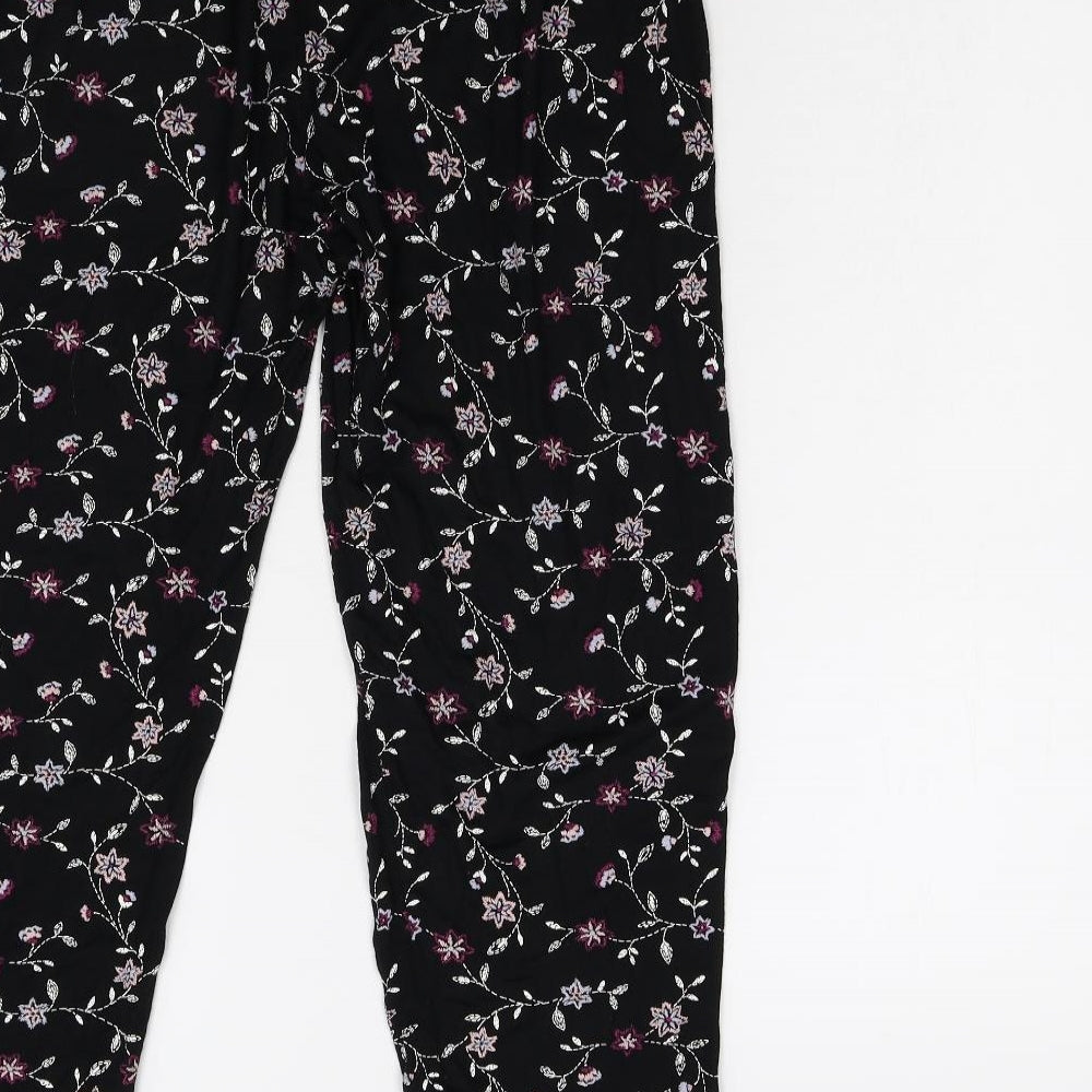 Preworn Womens Black Floral  Trousers  Size M L30 in