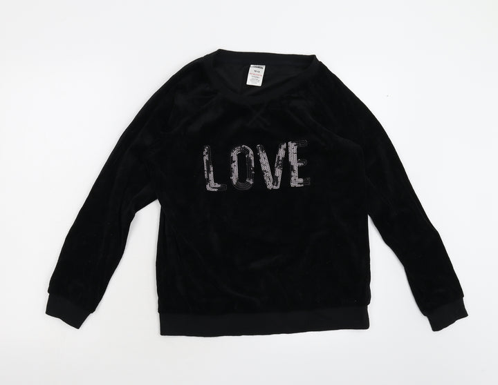 Peacocks Womens Black Fleece Pullover Sweatshirt Size 10
