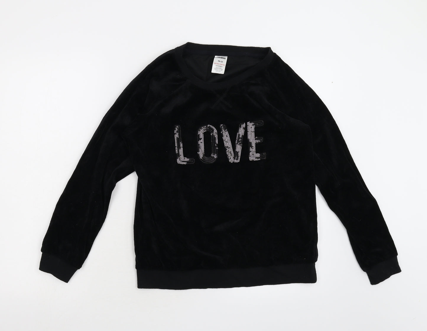 Peacocks Womens Black  Fleece Pullover Sweatshirt Size 10