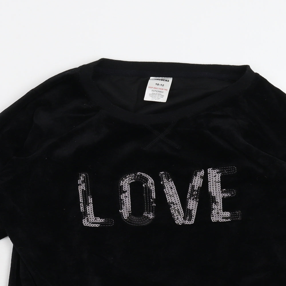 Peacocks Womens Black  Fleece Pullover Sweatshirt Size 10