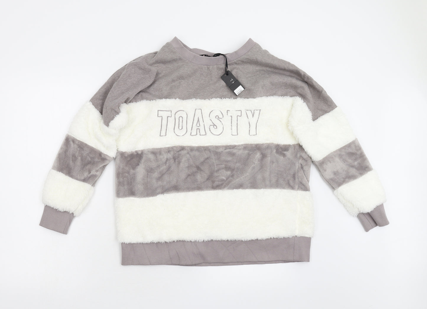 Therapy Womens Multicoloured Striped Fleece Pullover Jumper Size S