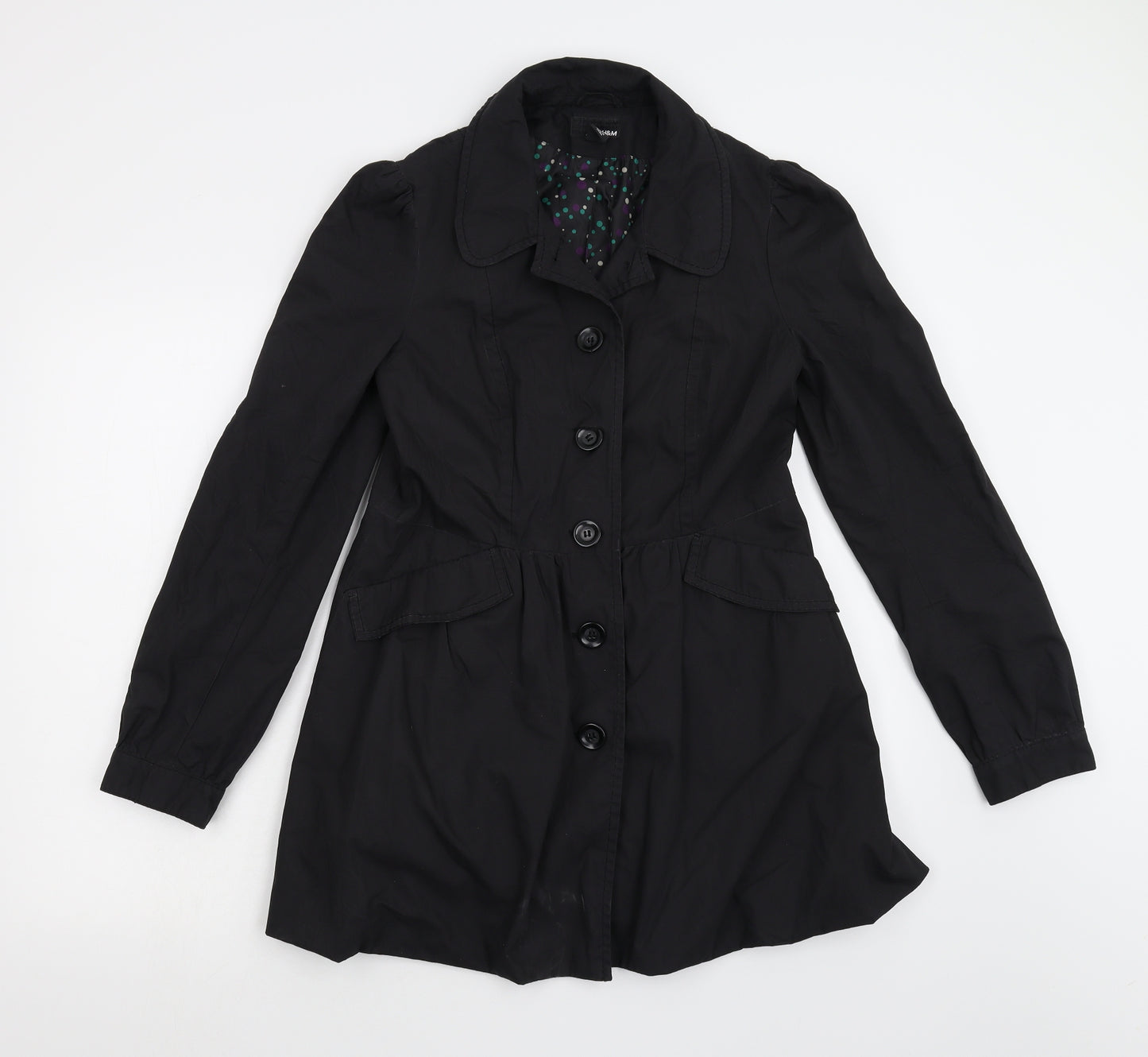 H&M Womens Black   Overcoat Coat Size 12