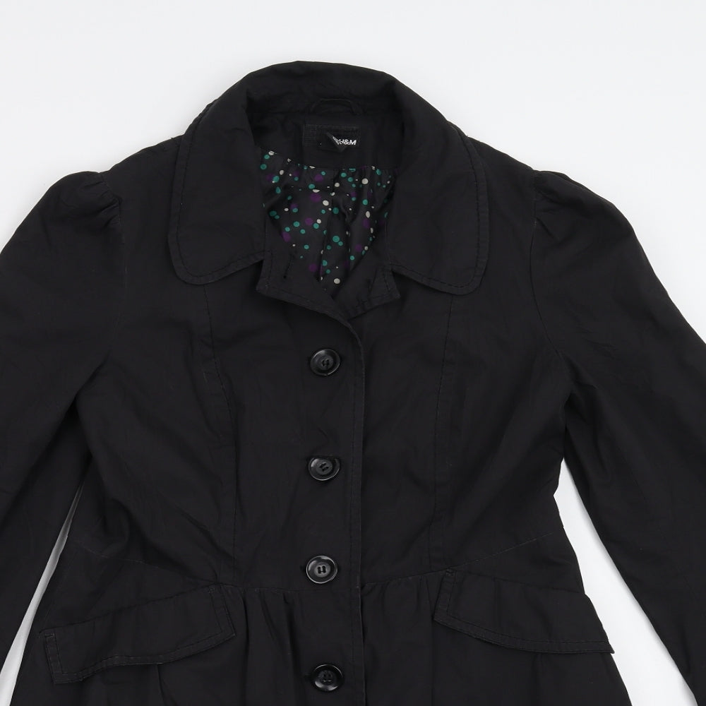 H&M Womens Black   Overcoat Coat Size 12