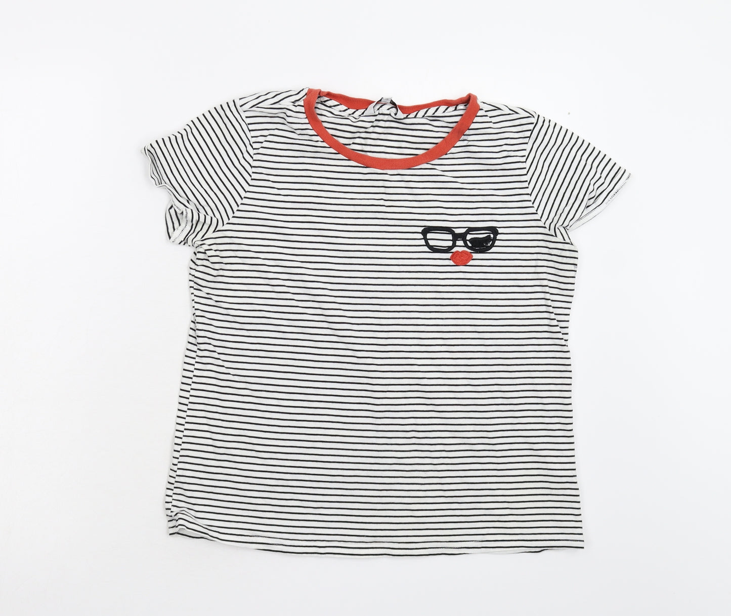 NEXT Womens White Striped  Basic T-Shirt Size 12